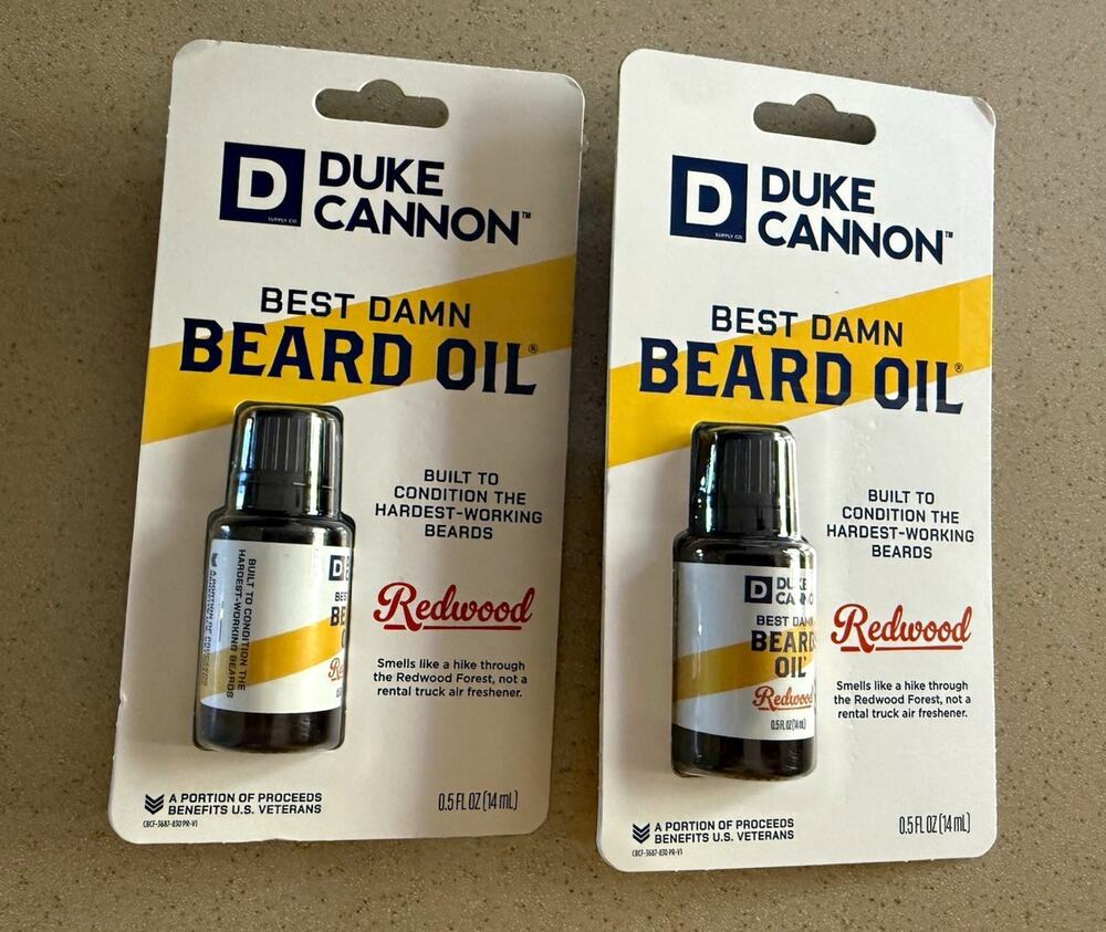 Duke Cannon Best Damn Beard Oil 2-Pack Redwood Scent Argan + Jojoba 0.5 fl oz